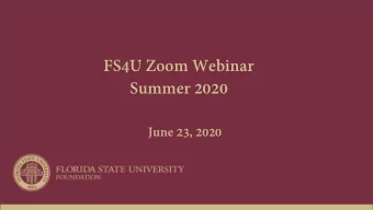 FS4U Zoom Webinar  Summer 2020  June 23, 2020  Agenda   Introduction   Update on COVID-19