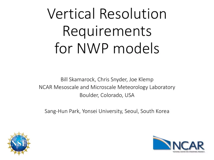 vertical resolution requirements for nwp models