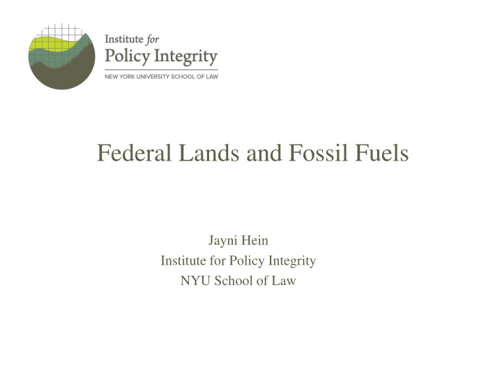federal lands and fossil fuels