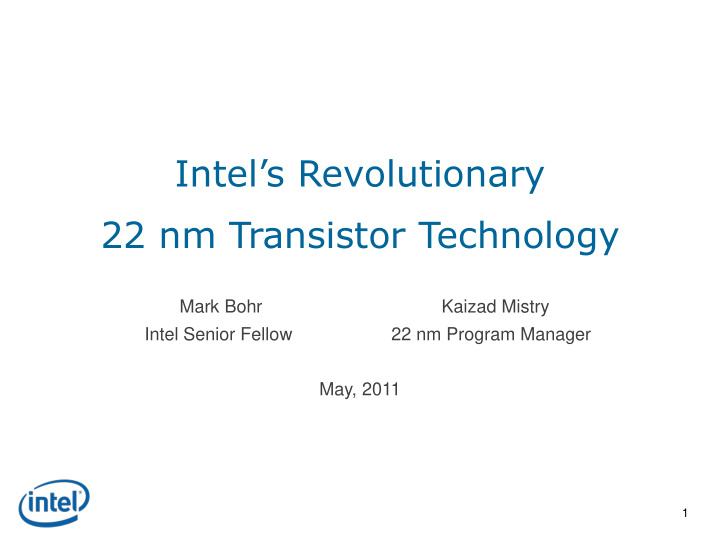 22 nm transistor technology