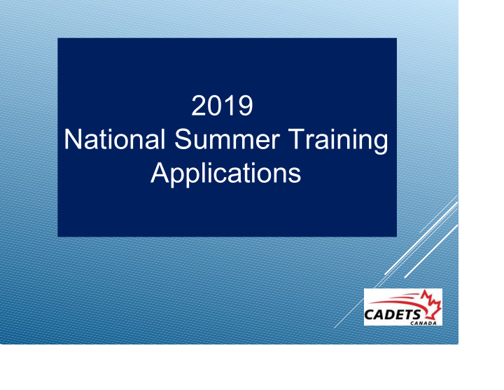 2019 national summer training applications agenda
