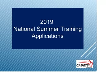 2019  National Summer Training  Applications  Agenda  National Courses  Application Process