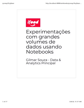 Experimentaes  com grandes  volumes de  dados usando  Notebooks  Gilmar Souza - Data &amp;