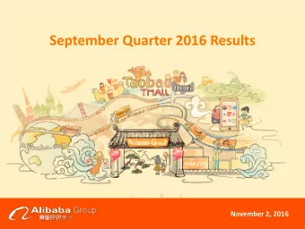 September Quarter 2016 Results  November 2, 2016  Disclaimer This presentation contains forward-