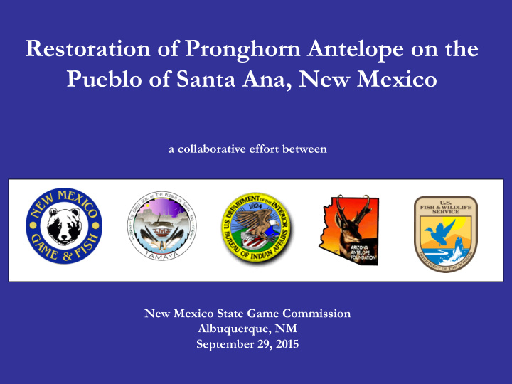 restoration of pronghorn antelope on the pueblo of santa