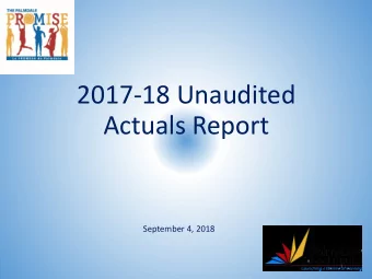 2017-18 Unaudited  Actuals Report  September 4, 2018  1  2017-18 Revenue Summary  Federal  Other