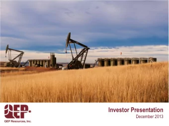 Investor Presentation  December 2013  FORWARD-LOOKING STATEMENTS &amp; NON-GAAP FINANCIAL MEASURES