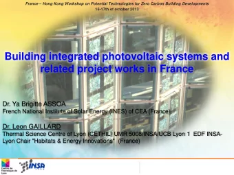 related project works in France  Dr. Ya Brigitte ASSOA  French National Institute of Solar Energy