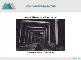 NEW CAROLIN GOLD CORP Ladner Gold Project  Updated July 2017  ( Carolin Mine Underground 800