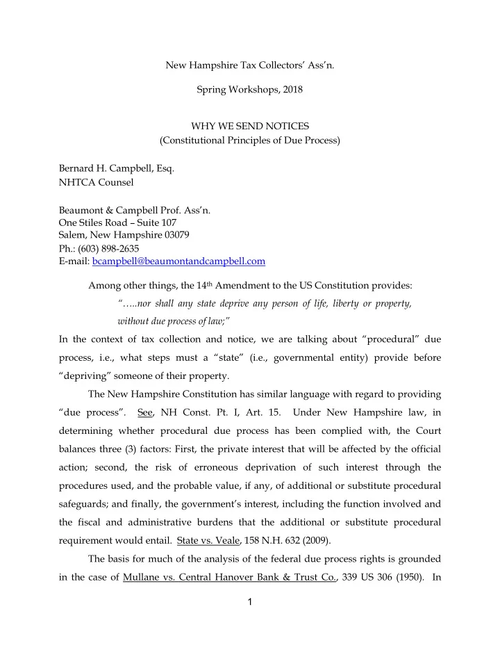 new hampshire tax collectors ass n spring workshops 2018