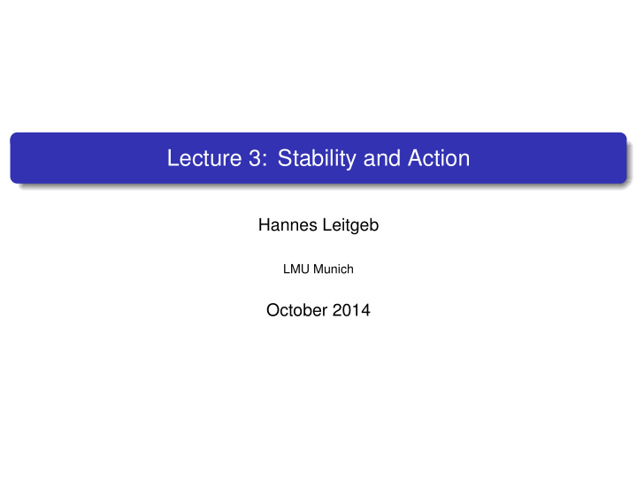 lecture 3 stability and action