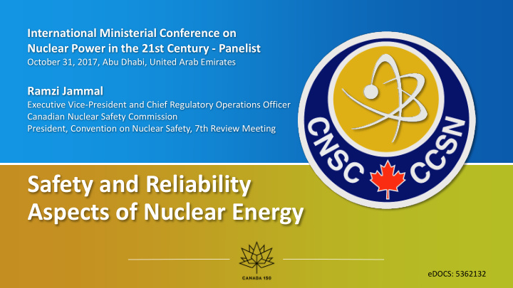 safety and reliability aspects of nuclear energy