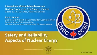 Safety and Reliability  Aspects of Nuclear Energy  eDOCS: 5362132  Overview  International