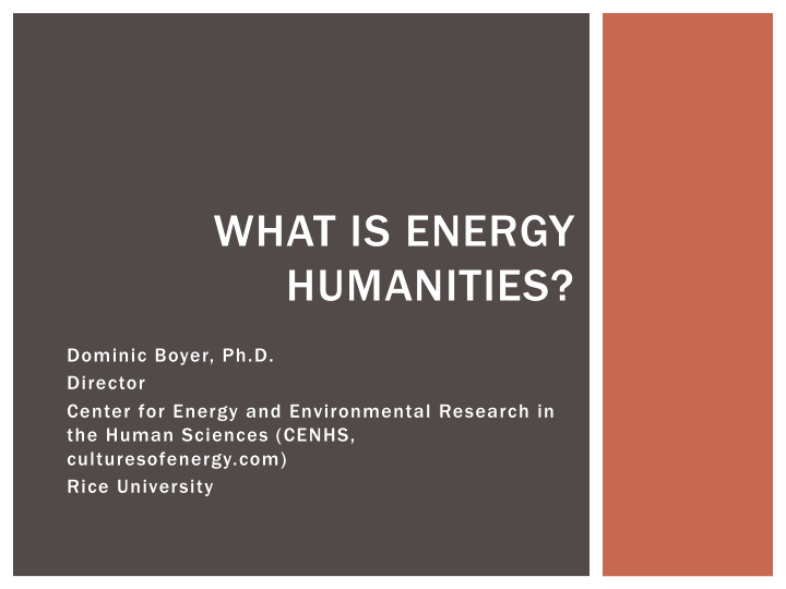 what is energy humanities