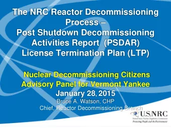 Agenda  Opening Remarks  Andrew Persinko,  Deputy Division Director - DUWP  Meeting