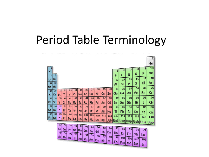 period table terminology historical development