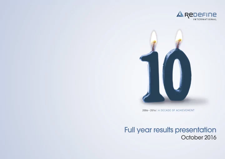 full year results presentation