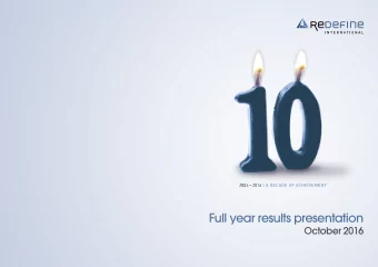 Full year results presentation  October 2016  02  Redefine International P  .L.C.  Full Year 2016