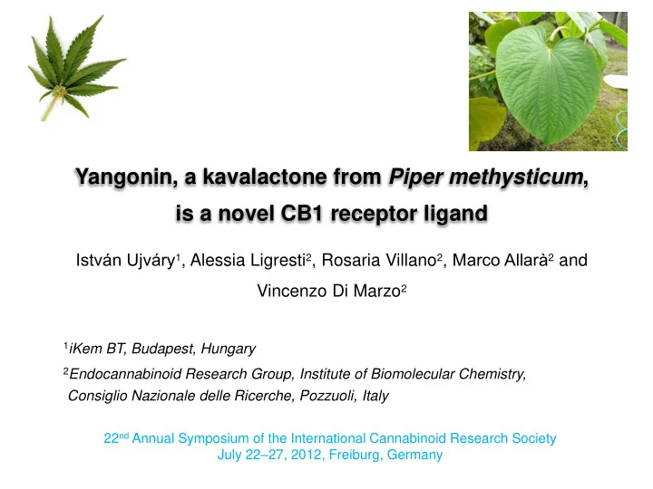is a novel cb1 receptor ligand
