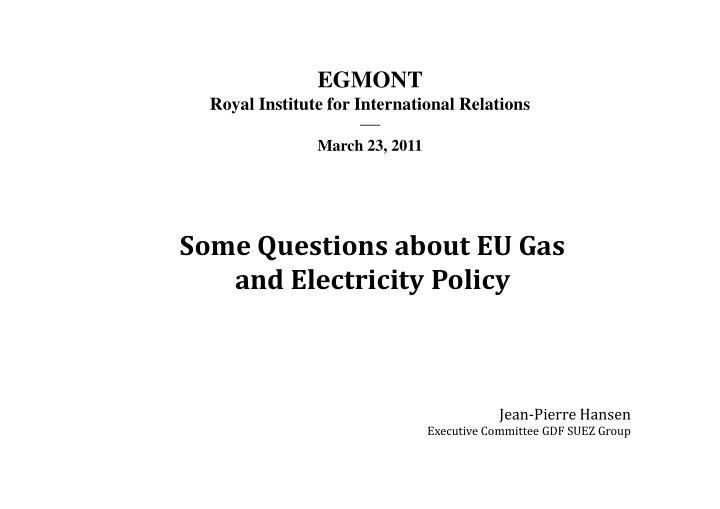 some questions about eu gas some questions about eu gas