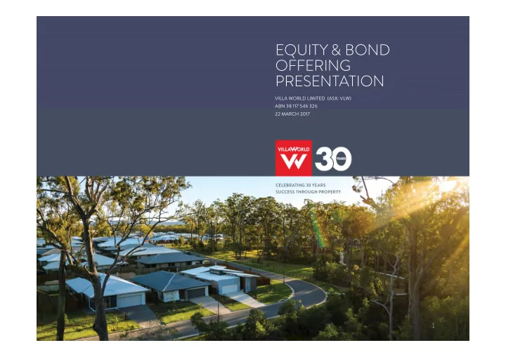 equity bond offering presentation