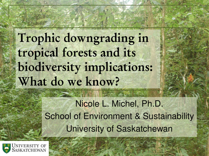 tropical forests and its biodiversity implications