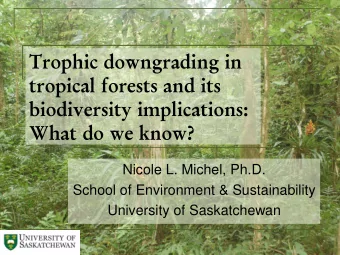 tropical forests and its  biodiversity implications:  What do we know?  Nicole L. Michel, Ph.D.