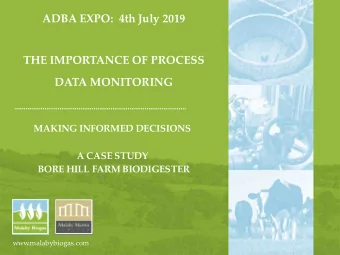 ADBA EXPO:  4th July 2019  THE IMPORTANCE OF PROCESS  DATA MONITORING  MAKING INFORMED DECISIONS  A