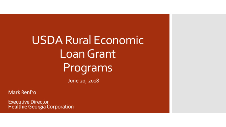 usda rural economic loan grant