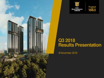 Q3 2018  Results Presentation  8 November 2018  Agenda    General Overview    Financial