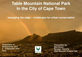Table Mountain National Park  in the City of Cape Town managing the edge  challenges for urban