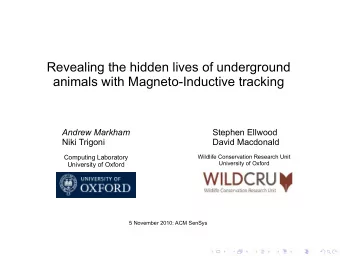 Revealing the hidden lives of underground  animals with Magneto-Inductive tracking  Andrew Markham