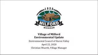 Environmental Update  Environmental Council of Huron Valley  April 22, 2020  Christian Wuerth,