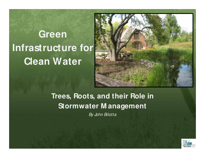 green infrastructure for infrastructure for clean water
