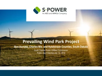 Prevailing Wind Park Project  Bon Homme, Charles Mix, and Hutchinson Counties, South Dakota  South