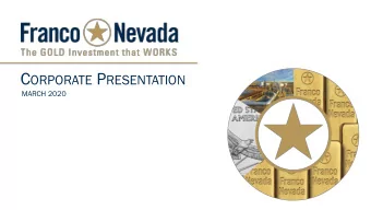 Cautionary Statement  Forward Looking Statements This presentation contains forward looking