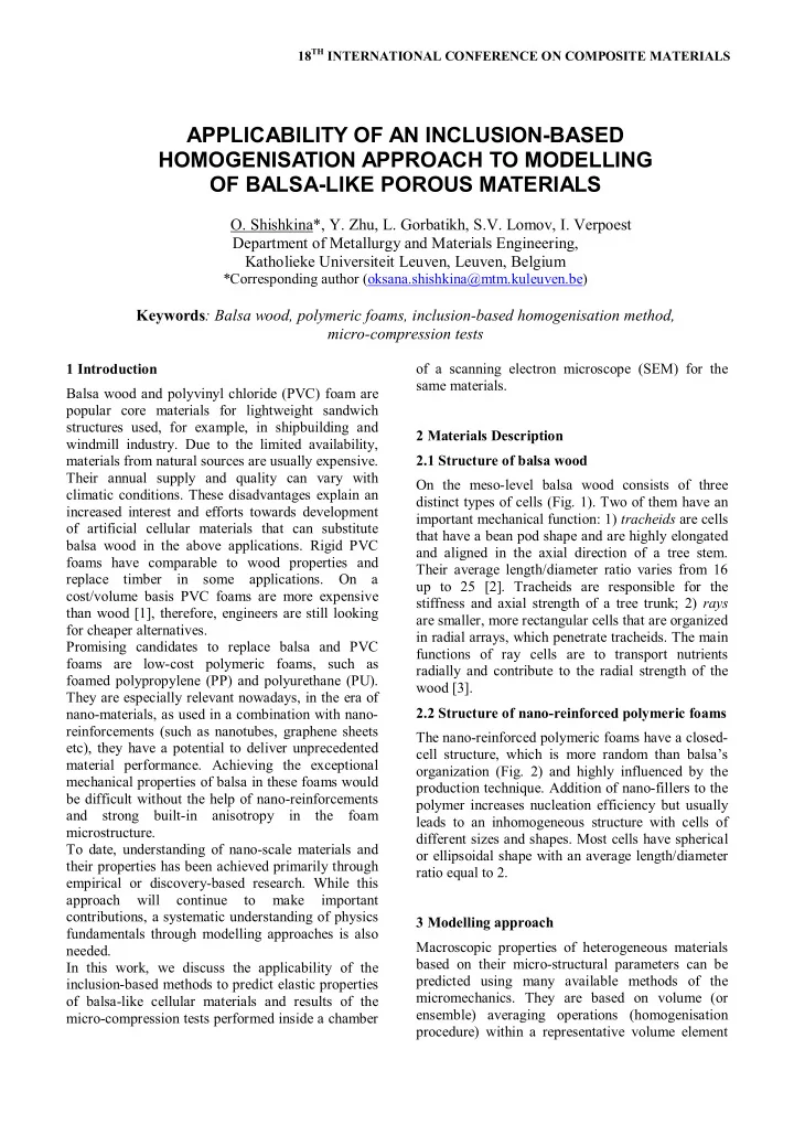 applicability of an inclusion based homogenisation