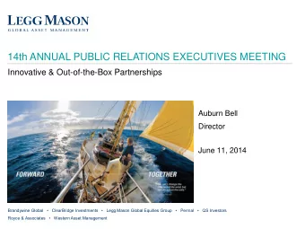 14th ANNUAL PUBLIC RELATIONS EXECUTIVES MEETING  Innovative &amp; Out-of-the-Box Partnerships