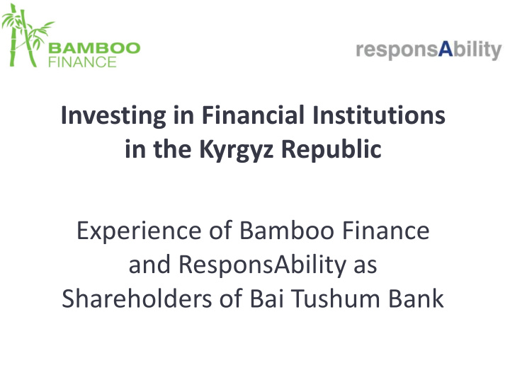investing in financial institutions