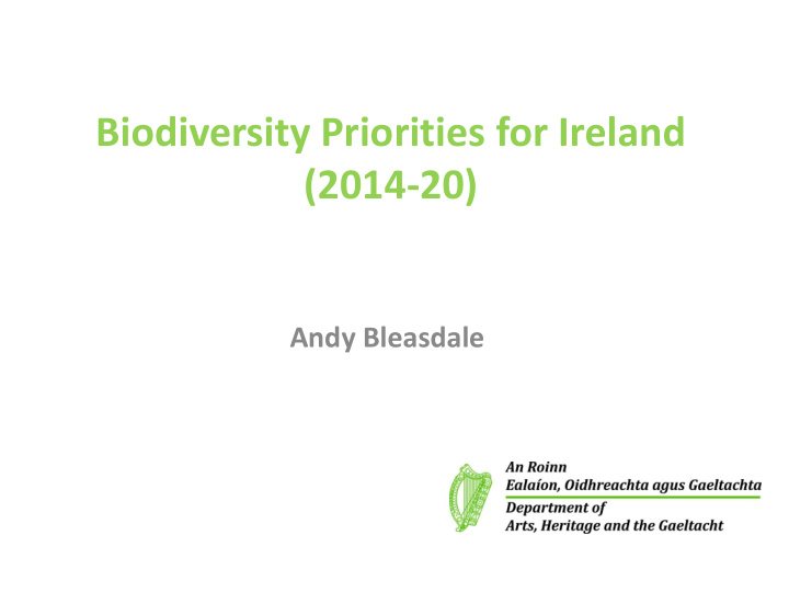 biodiversity priorities for ireland