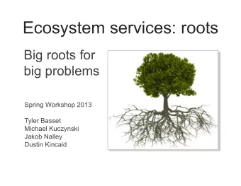 Ecosystem services: roots  Big roots for  big problems  Spring Workshop 2013  Tyler Basset  Michael