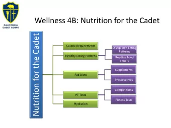 Nutrition for the Cadet  Caloric Requirements  Disciplined Eating  Patterns  Healthy Eating