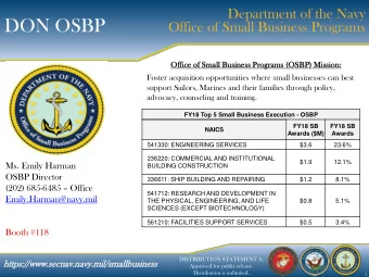 DON OSBP  Office of Small Business Programs  Office  e of Small  l Business  ss Programs  ams