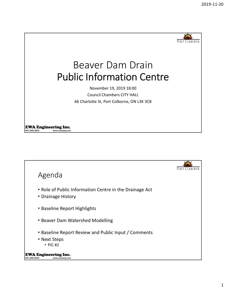 beaver dam drain public information centre