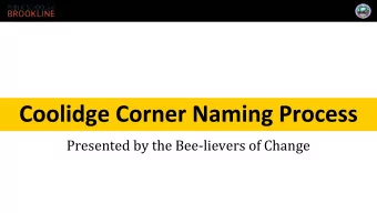Presented by the Bee-lievers of Change    In May 2018, Brookline Town Meeting  Members voted to