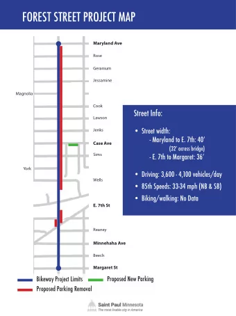 FOREST STREET PROJECT MAP  Maryland Ave  Rose  Geranium  Jessamine  Magnolia  Cook  Street Info: