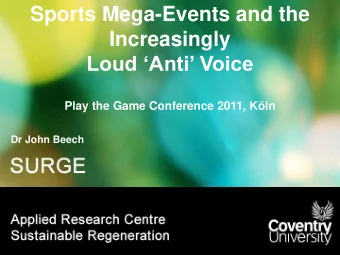 Increasingly Loud Anti Voice  Play the Game Conference 2011, Kln  Dr John Beech  Current