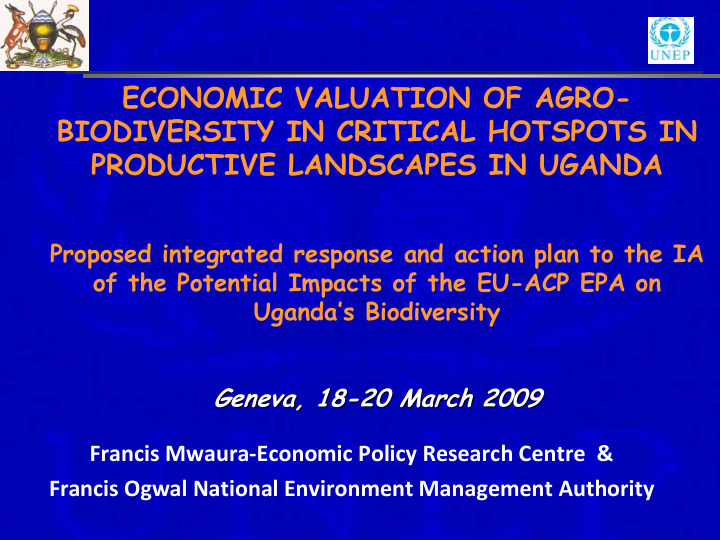 economic valuation of agro biodiversity in critical