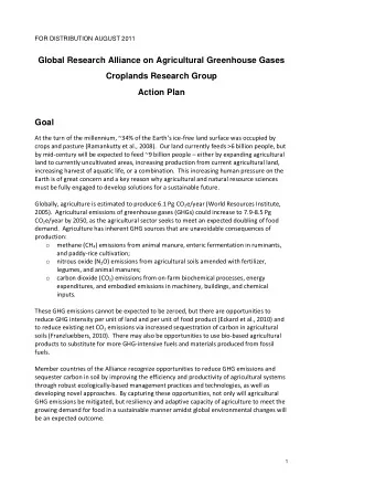 Global Research Alliance on Agricultural Greenhouse Gases  Croplands Research Group  Action Plan
