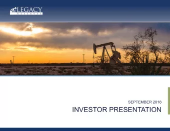 INVESTOR PRESENTATION  Certain Disclosures  Forward-Looking Information  This presentation includes